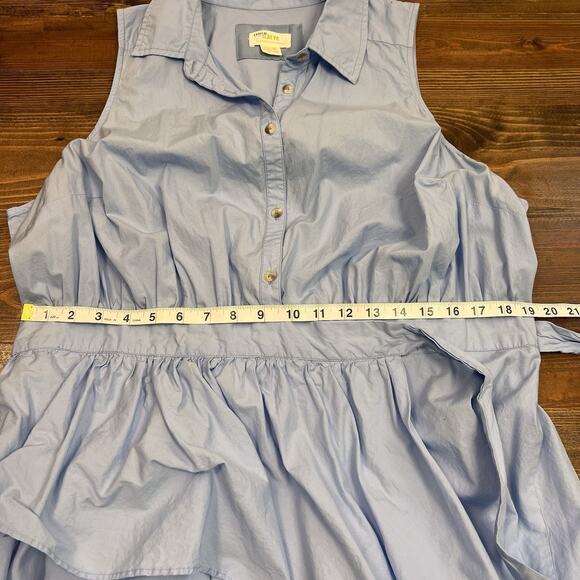 Anthropologie Maeve Asymmetrical Sleeveless Shirt Dress Button Front Blue 18W - Picture 5 of 7